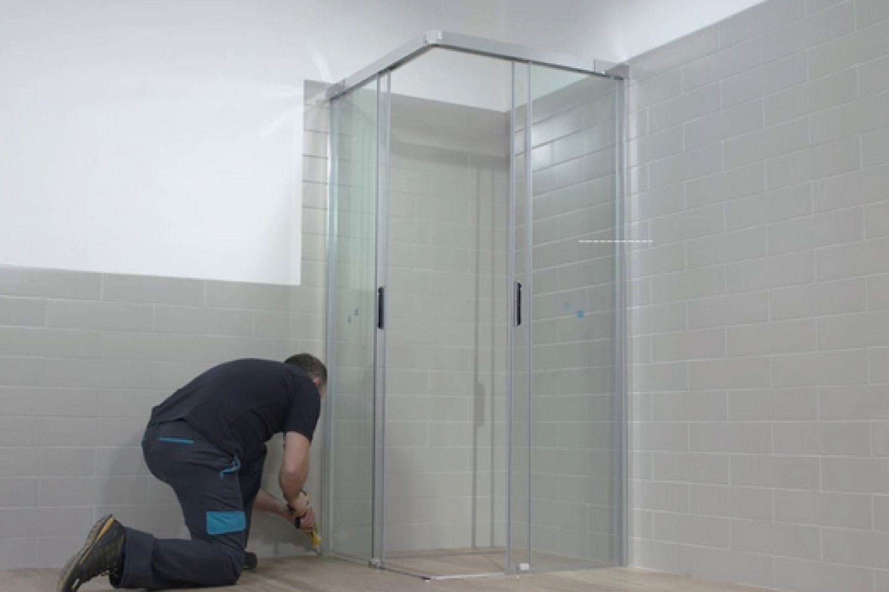 Shower installation in progress